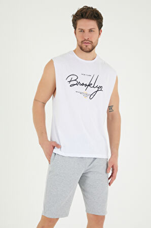 Süperlife Erkek Bisiklet Yaka Regular Fit Brooklyn Baskılı Tişört SPR22TS115