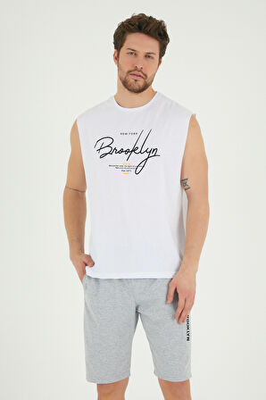 Süperlife Erkek Bisiklet Yaka Regular Fit Brooklyn Baskılı Tişört SPR22TS115