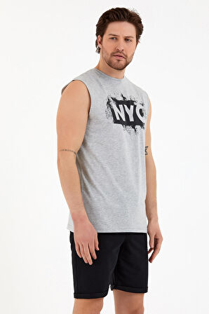 SPR22TS124 Kolsuz Bisiklet Yaka NYC Baskılı Tshırt