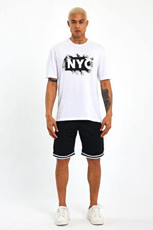 Süperlife Erkek Bisiklet Yaka Regular Fit NYC Baskılı Tişort SPR22TS114