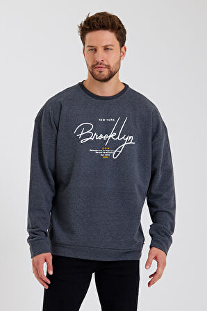 spr23sw331 Bisiklet Yaka Ön El Yazılı Brooklyn Sweat