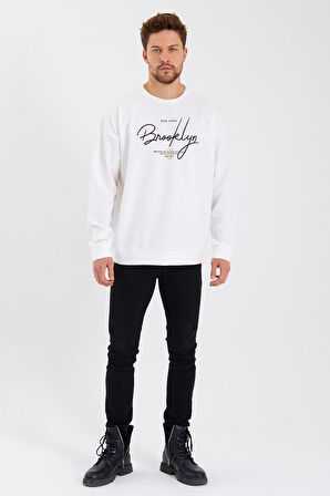 spr23sw331 Bisiklet Yaka Ön El Yazılı Brooklyn Sweat