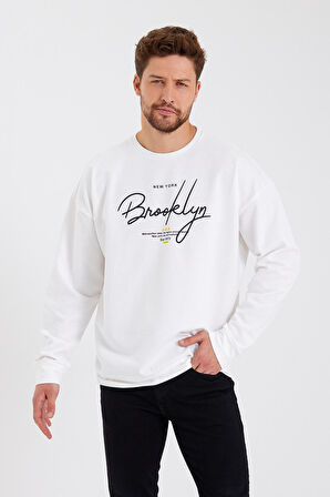 spr23sw331 Bisiklet Yaka Ön El Yazılı Brooklyn Sweat