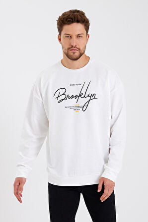 spr23sw331 Bisiklet Yaka Ön El Yazılı Brooklyn Sweat