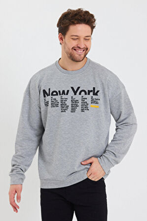 SPR23SW332 Oversize Bisiklet Newyork Baskılı Sweat