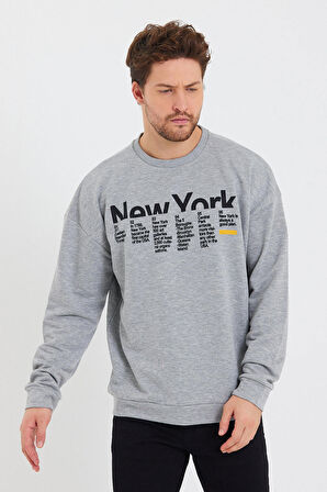 SPR23SW332 Oversize Bisiklet Newyork Baskılı Sweat