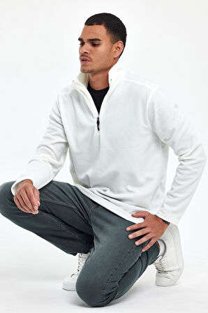 Süperlife Erkek Rahat Kalıp Softech Polar Yarım Fermuarlı Sweatshırt spr24pw20