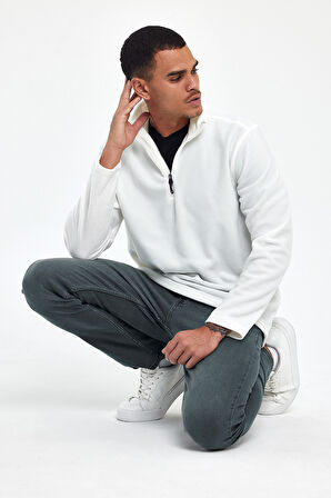 Süperlife Erkek Rahat Kalıp Softech Polar Yarım Fermuarlı Sweatshırt spr24pw20