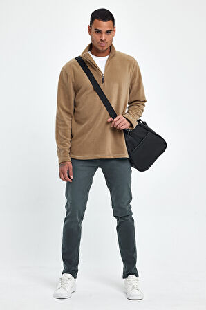 Süperlife Erkek Rahat Kalıp Softech Polar Yarım Fermuarlı Sweatshırt spr24pw20