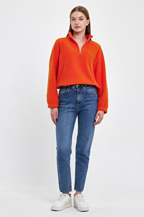 Süperlife Kadın Rahat Kalıp Softech Polar Yarım Fermuarlı Sweatshırt spr24pwk99