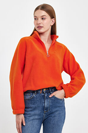 Süperlife Kadın Rahat Kalıp Softech Polar Yarım Fermuarlı Sweatshırt spr24pwk99