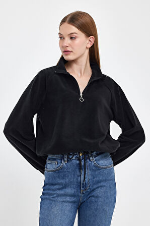 Süperlife Kadın Rahat Kalıp Softech Polar Yarım Fermuarlı Sweatshırt spr24pwk99