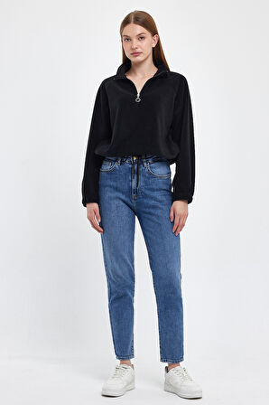 Süperlife Kadın Rahat Kalıp Softech Polar Yarım Fermuarlı Sweatshırt spr24pwk99