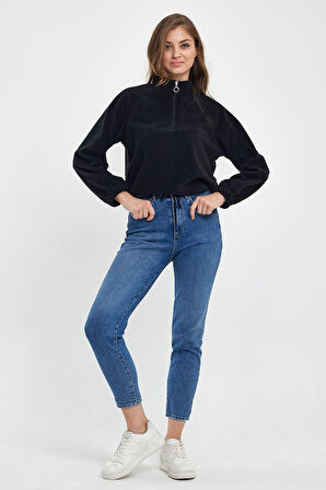 Süperlife Kadın Rahat Kalıp Softech Polar Yarım Fermuarlı Sweatshırt spr24pwk99