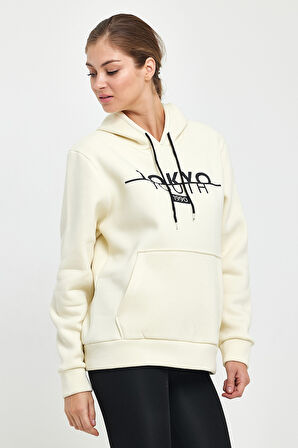 Süperlife Kadın Kapşonlu Rahat Kalıp İçi Polarlı 3 iplik Kanguru Cepli Tokyo Baskılı Swetashırt Spr24swk12