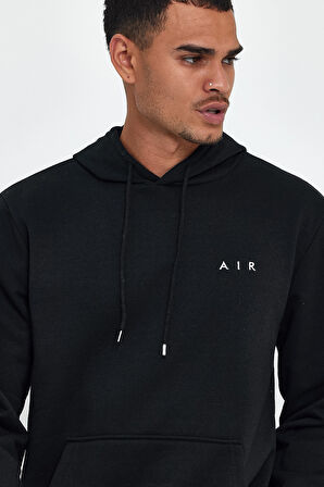 Süperlife Erkek Kapşonlu Rahat Kalıp İçi Polarlı 3 iplik  Kalın Air Nakışlı Swetashırt spr24sw07