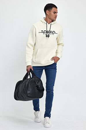  Kapşonlu Rahat Kalıp İçi Polarlı 3 iplik Tokyo Baskılı SweatShırt spr24sw12