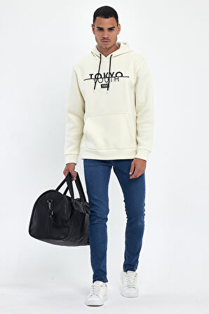  Kapşonlu Rahat Kalıp İçi Polarlı 3 iplik Tokyo Baskılı SweatShırt spr24sw12