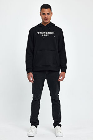 Süperlife Erkek Kapşonlu Rahat Kalıp İçi Polarlı 3 iplik Californıa Baskılı SweatShırt spr24sw11