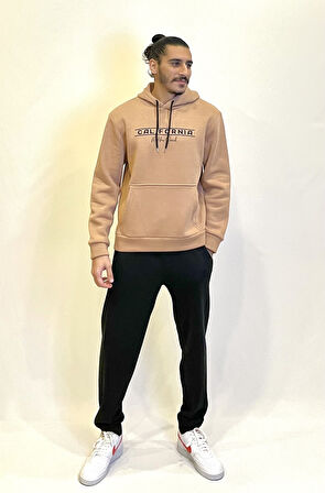 Süperlife Erkek Kapşonlu Rahat Kalıp İçi Polarlı 3 iplik Californıa Baskılı SweatShırt spr24sw11