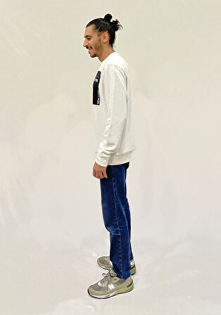 Erkek Bisiklet Yaka Rahat Kalıp 3 iplik Kalın W.Brooklyn Baskılı  Sweatshirt SPR24SW31