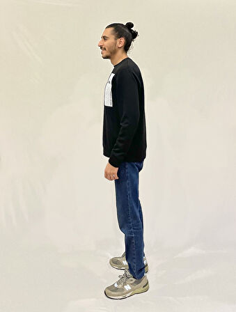 Erkek Bisiklet Yaka Rahat Kalıp 3 iplik Kalın W.Brooklyn Baskılı  Sweatshirt SPR24SW31