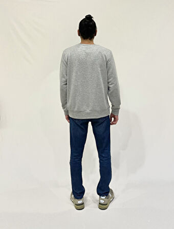 Erkek Bisiklet Yaka Rahat Kalıp 3 iplik Kalın W.Brooklyn Baskılı  Sweatshirt SPR24SW31