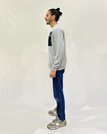 Erkek Bisiklet Yaka Rahat Kalıp 3 iplik Kalın W.Brooklyn Baskılı  Sweatshirt SPR24SW31