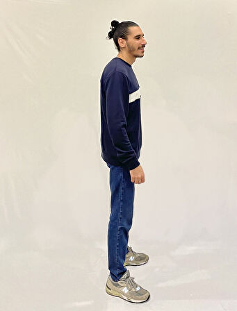 Erkek Bisiklet Yaka Rahat Kalıp 3 iplik Kalın Garnili Sweatshirt SPR24SW35