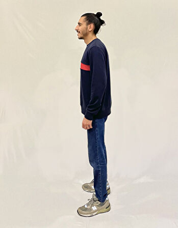 Erkek Bisiklet Yaka Rahat Kalıp 3 iplik Kalın Garnili Sweatshirt SPR24SW35
