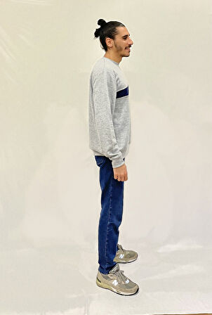 Erkek Bisiklet Yaka Rahat Kalıp 3 iplik Kalın Garnili Sweatshirt SPR24SW35