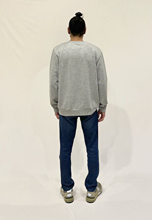 Erkek Bisiklet Yaka Rahat Kalıp 3 iplik Kalın Garnili Sweatshirt SPR24SW35