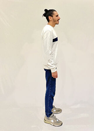 Erkek Bisiklet Yaka Rahat Kalıp 3 iplik Kalın Garnili Sweatshirt SPR24SW35