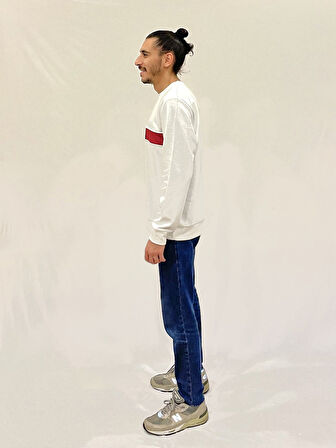 Erkek Bisiklet Yaka Rahat Kalıp 3 iplik Kalın Garnili Sweatshirt SPR24SW35