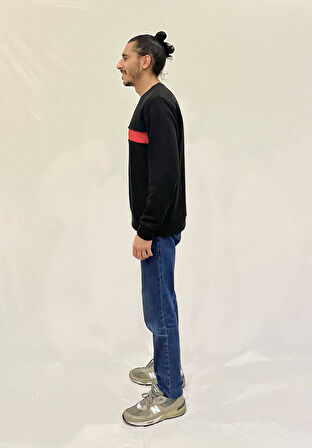 Erkek Bisiklet Yaka Rahat Kalıp 3 iplik Kalın Garnili Sweatshirt SPR24SW35