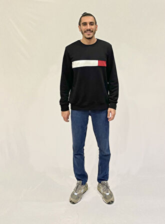 Erkek Bisiklet Yaka Rahat Kalıp 3 iplik Kalın Garnili Sweatshirt SPR24SW35