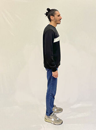 Erkek Bisiklet Yaka Rahat Kalıp 3 iplik Kalın Garnili Sweatshirt SPR24SW35