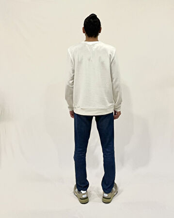 Erkek Bisiklet Yaka Rahat Kalıp 3 iplik Kalın AİR Nakışlı  Sweatshirt SPR24SW33