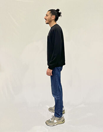 Erkek Bisiklet Yaka Rahat Kalıp 3 iplik Kalın AİR Nakışlı  Sweatshirt SPR24SW33