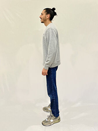 Erkek Bisiklet Yaka Rahat Kalıp 3 iplik Kalın AİR Nakışlı  Sweatshirt SPR24SW33