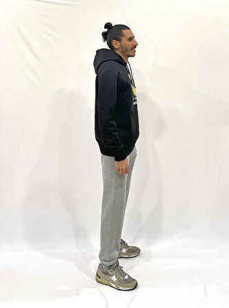 Erkek Kapşonlu Rahat Kalıp İçi Polarlı 3 iplik N Baskılı SweatShırt spr24sw06