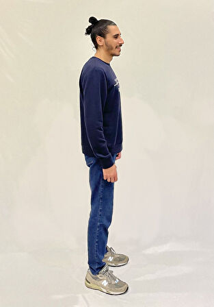 Erkek Bisiklet Yaka Rahat Kalıp 3 iplik Kalın Tokyo Baskılı  Sweatshirt SPR24SW30
