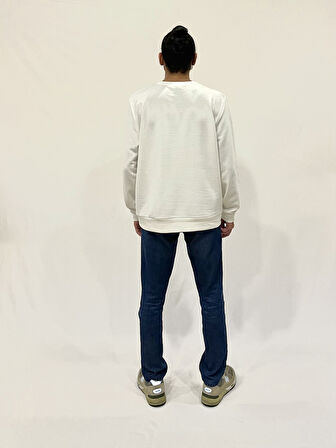 Erkek Bisiklet Yaka Rahat Kalıp 3 iplik Kalın Tokyo Baskılı  Sweatshirt SPR24SW30
