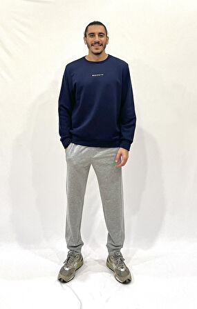 Erkek Bisiklet Yaka Rahat Kalıp 3 iplik Kalın Orta Brooklyn Nakışlı Sweatshirt SPR24SW34