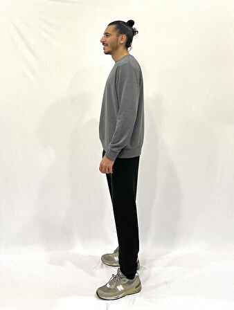 Erkek Bisiklet Yaka Rahat Kalıp 3 iplik Kalın Orta Brooklyn Nakışlı Sweatshirt SPR24SW34