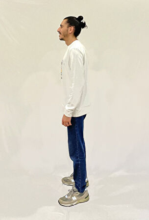 Erkek Bisiklet Yaka Rahat Kalıp 3 iplik Kalın N Baskılı  Sweatshirt SPR24SW25
