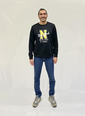 Erkek Bisiklet Yaka Rahat Kalıp 3 iplik Kalın N Baskılı  Sweatshirt SPR24SW25