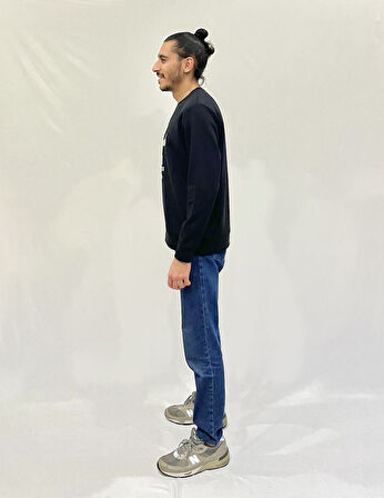 Erkek Bisiklet Yaka Rahat Kalıp 3 iplik Kalın N Baskılı  Sweatshirt SPR24SW25