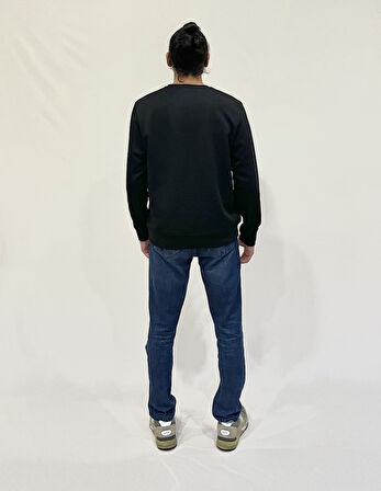 Erkek Bisiklet Yaka Rahat Kalıp 3 iplik Kalın N Baskılı  Sweatshirt SPR24SW25