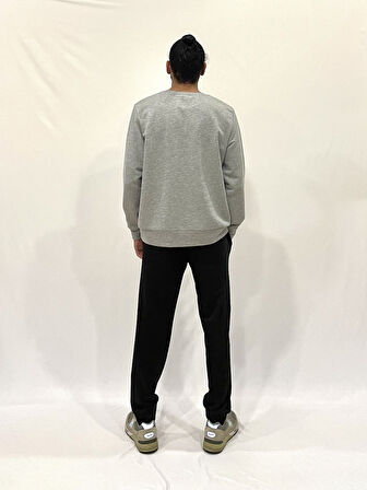 Erkek Bisiklet Yaka Rahat Kalıp 3 iplik Kalın N Baskılı  Sweatshirt SPR24SW25